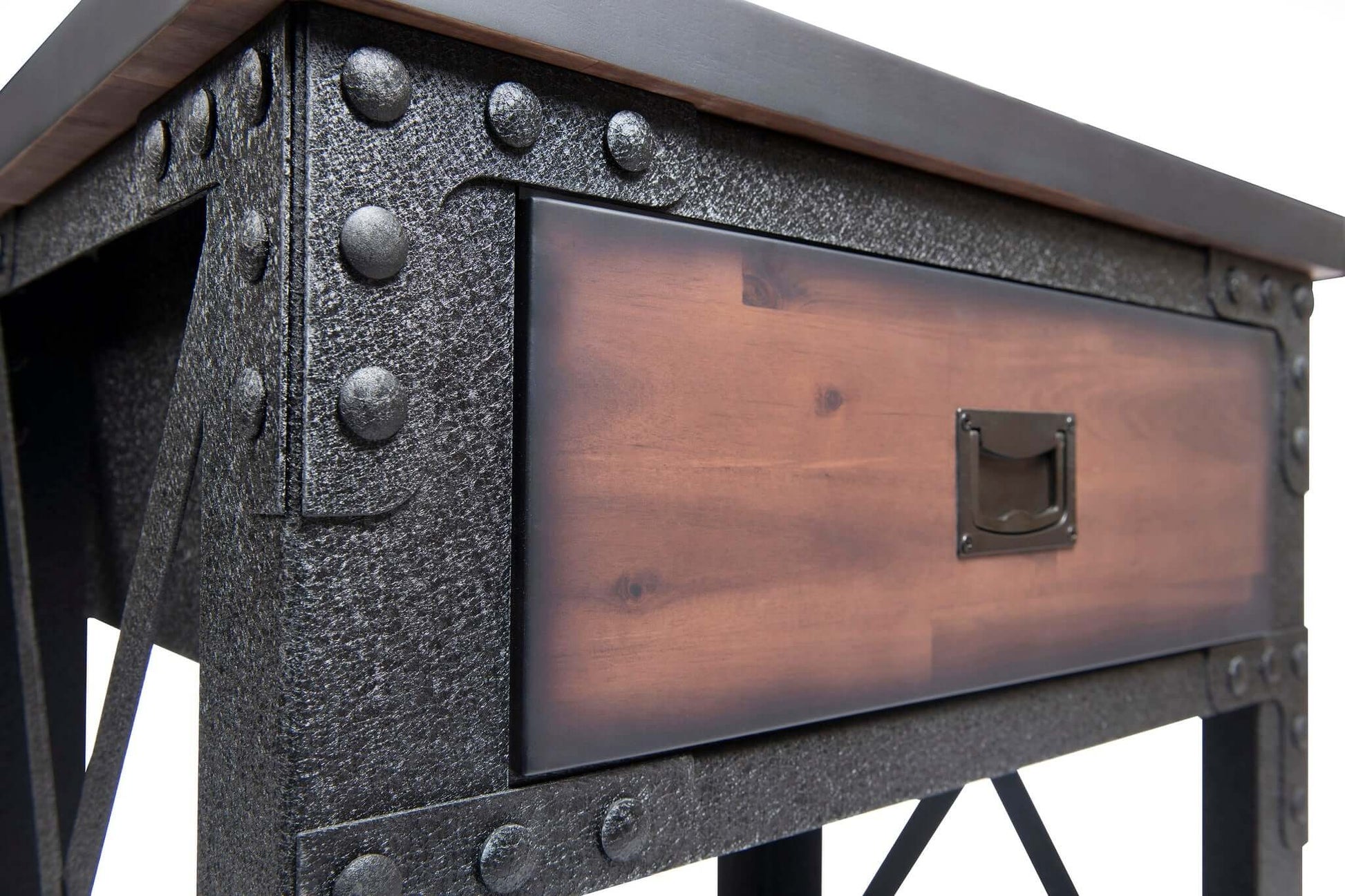 Duramax 27.6 x 20 in 1-Drawer Rolling Industrial Workbench with textured metal frame and wood drawer, model 68003.