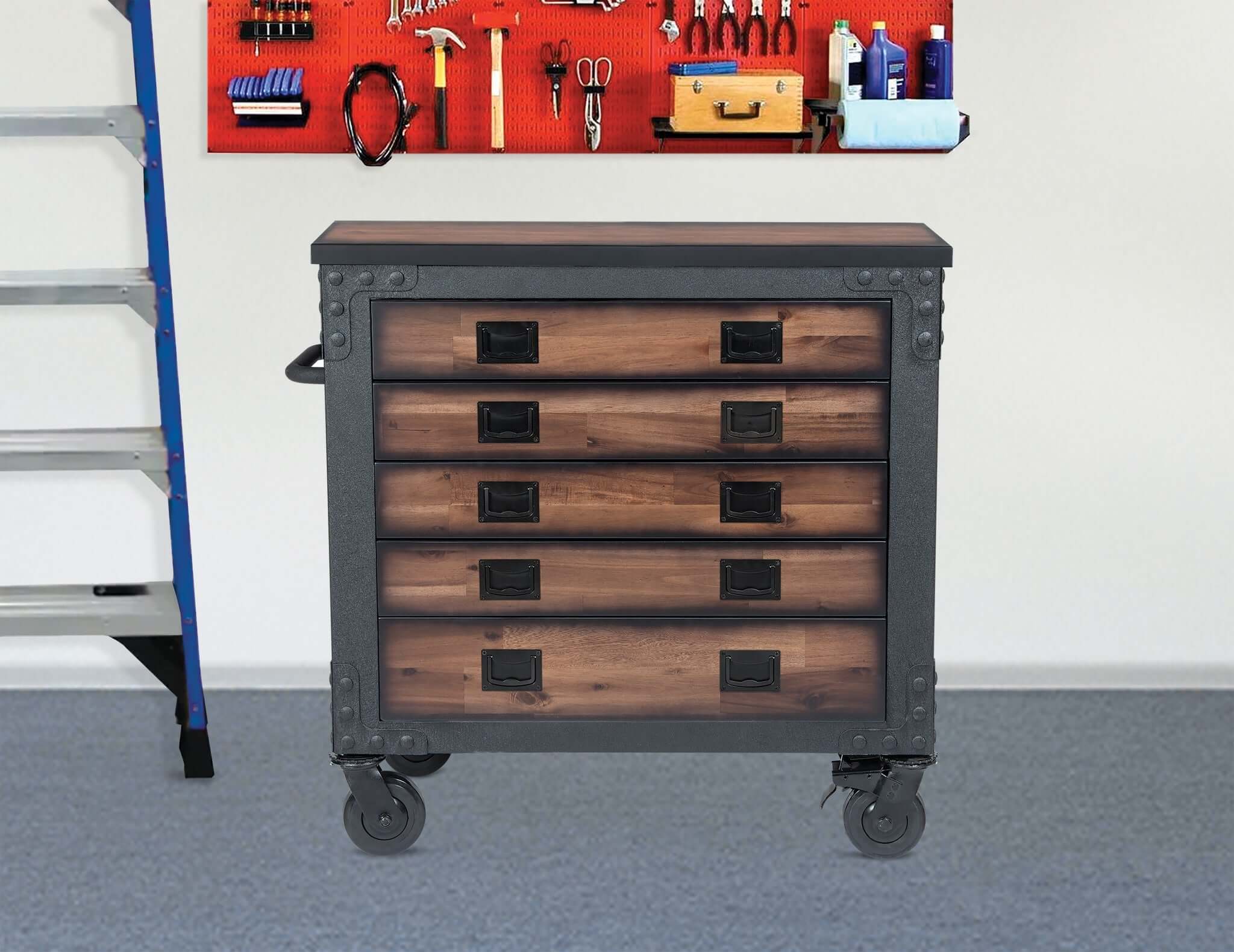 Duramax 36 In 5 Drawer Rolling Tool Chest w/ Wood Top 68006