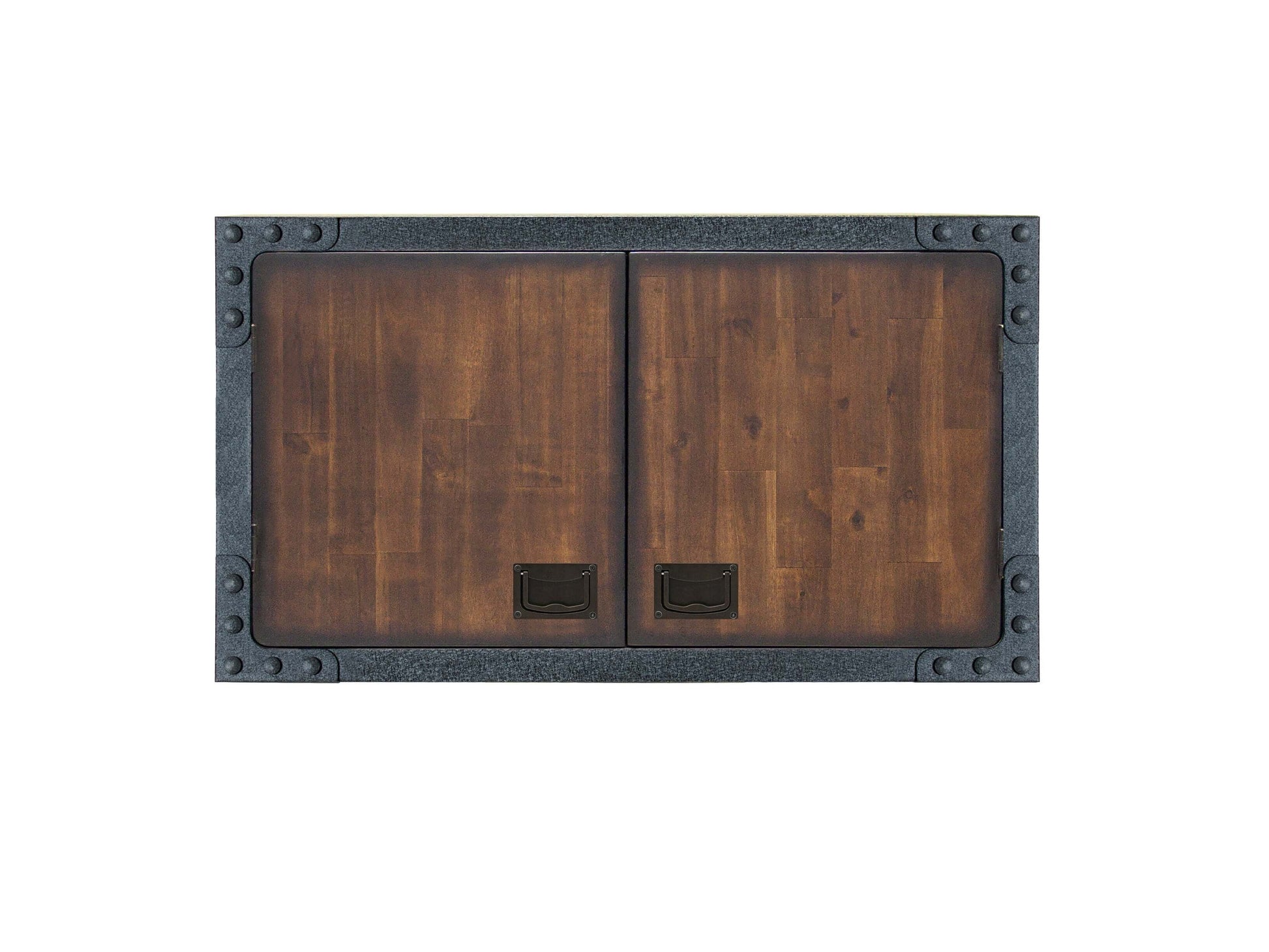 Duramax 36 In Industrial Wall Cabinet 68030 with dark wood finish and metal frame for durable workspace storage.