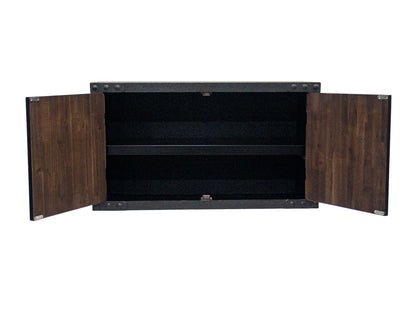 Open Duramax 36-inch industrial wall cabinet with wood-finished doors and spacious interior for versatile storage. Model 68030.