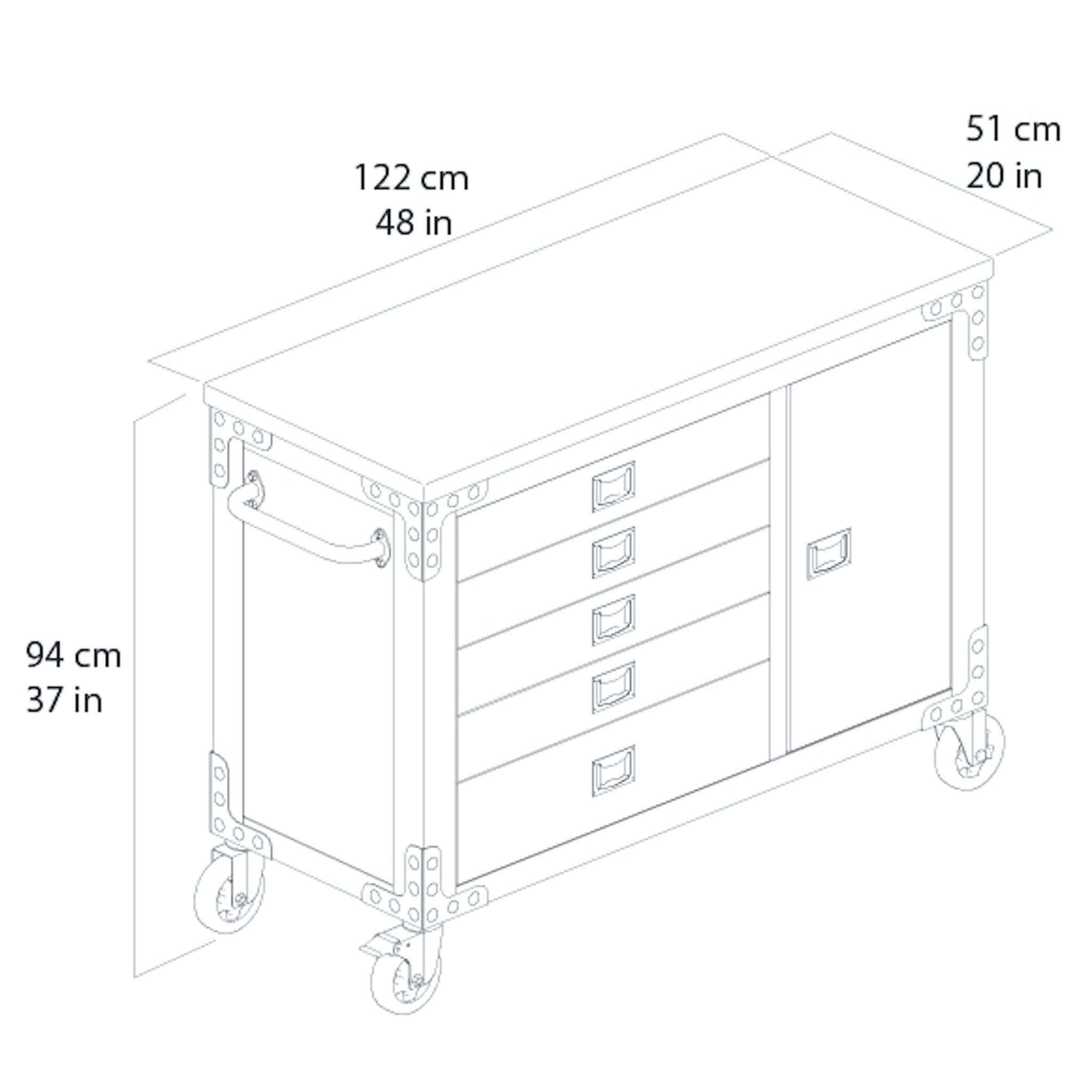 Duramax 48 In 5 Drawer Rolling Tool Chest w/ Wood Top 68005
