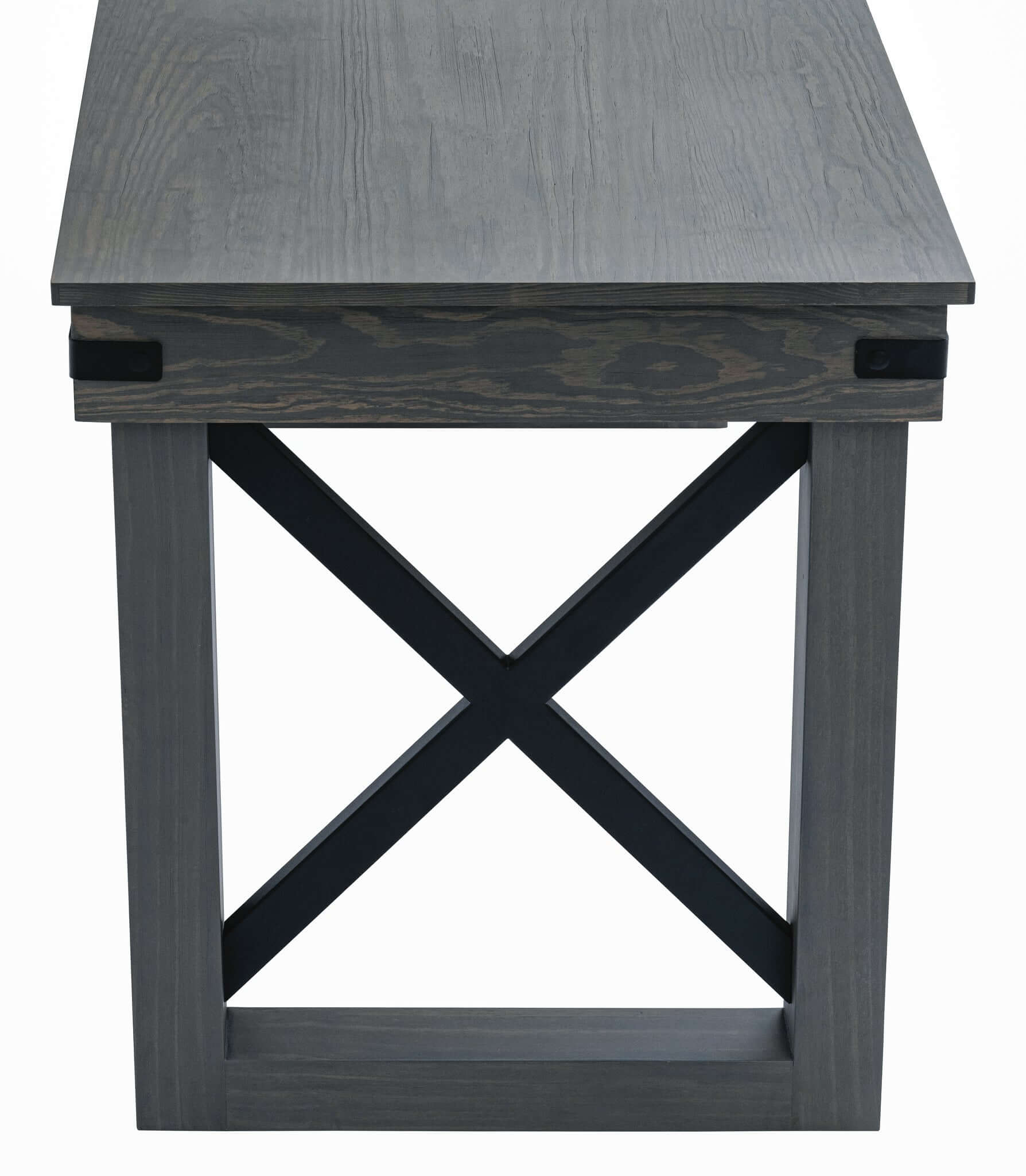Duramax 48 In Felix Wood Desk with Drawer, black aluminum cross bar legs, contemporary design, veneer wood top.