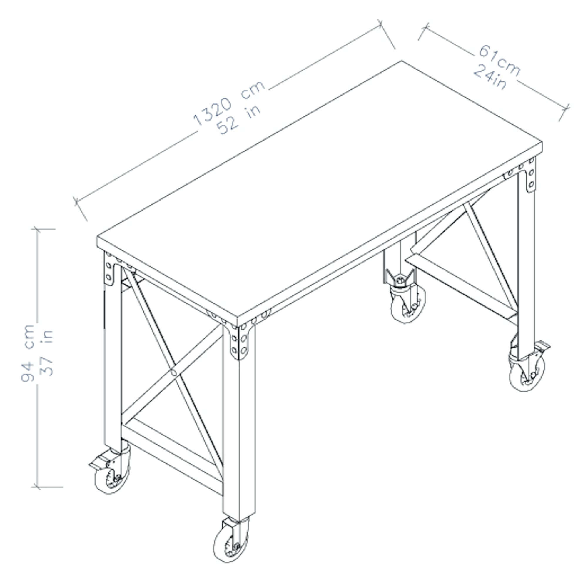 Duramax 52 In x 24 In Rolling Industrial Worktable 68022
