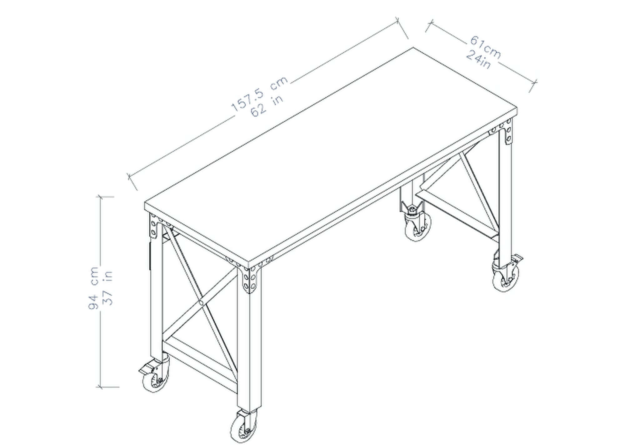 Duramax 62 In x 24 In Rolling Industrial Worktable 68021