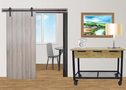 Duramax Rove 3-Drawer Mobile Workbench in a modern room with wooden flooring, sliding door, and wall art.