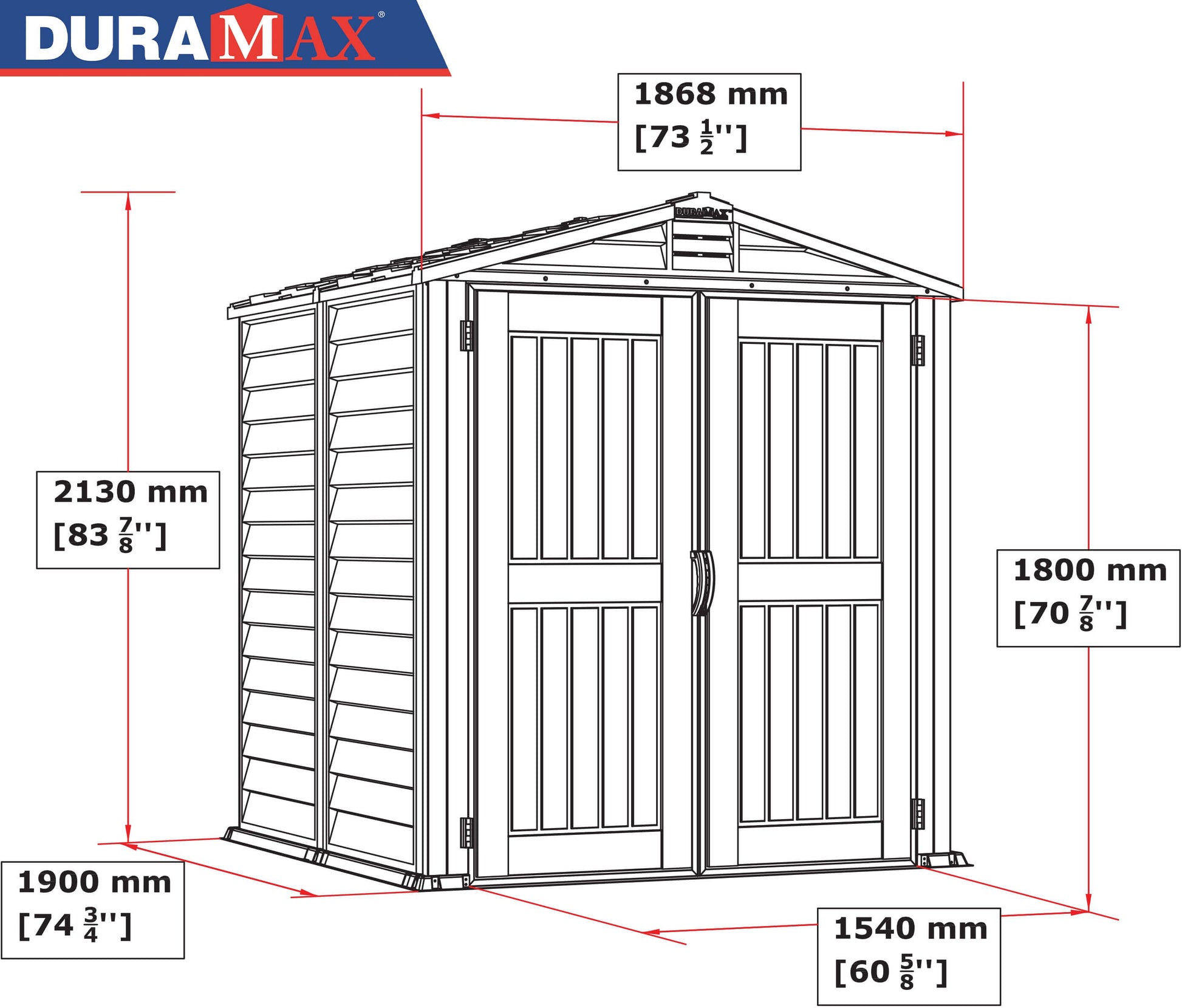 Duramax 6x6 StoreMate PLUS Vinyl Shed with Floor Dimensions