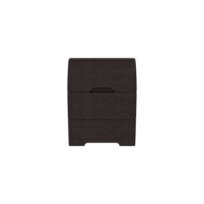 Duramax 71 Gallon Deck Box Brown 86601 with elegant wood-mimic design for outdoor storage and seating, strong polypropylene resin