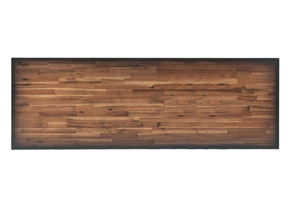 Top view of Duramax Weston desk featuring solid acacia wood surface, ideal for home office and ergonomic setups.
