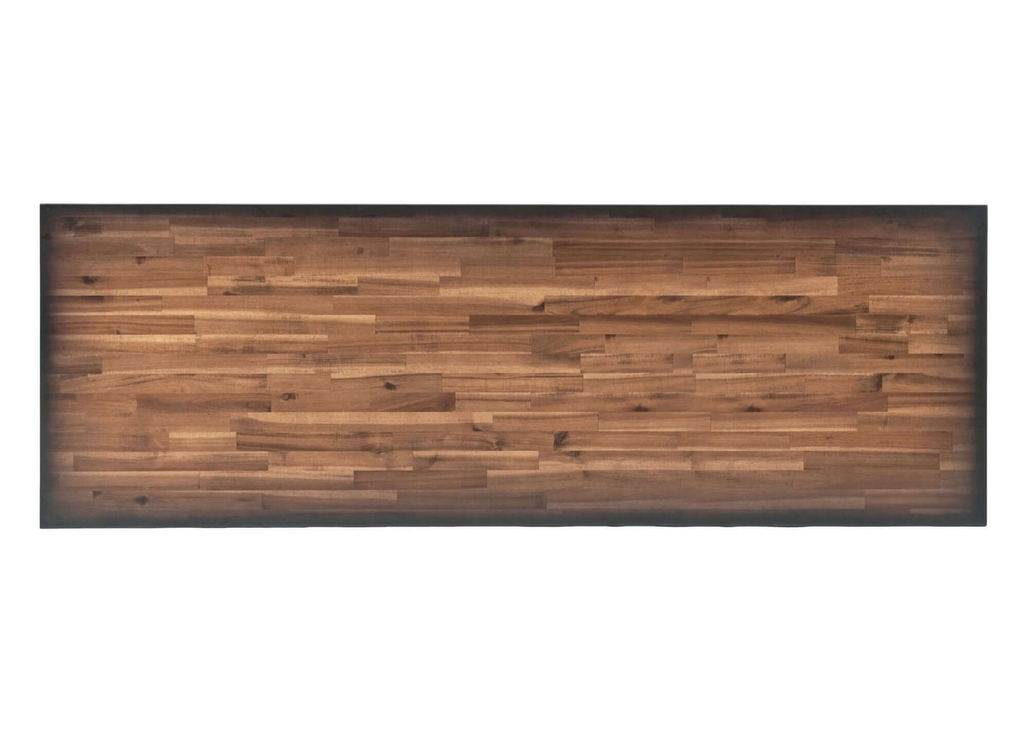 Duramax 72 In x 24 In industrial wooden tabletop for rolling worktable with dark finish, showcasing natural wood grain texture.
