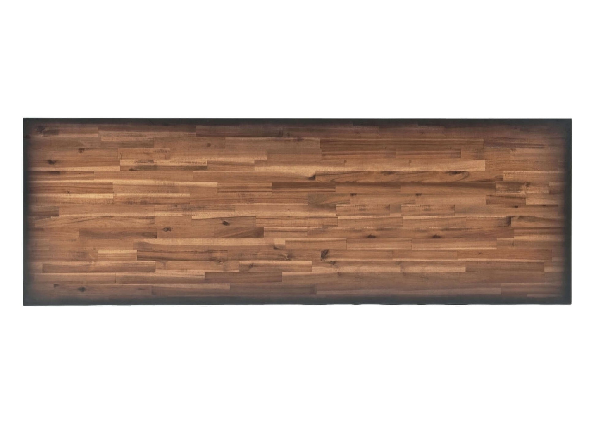Duramax 72 In x 24 In industrial wooden tabletop for rolling worktable with dark finish, showcasing natural wood grain texture.