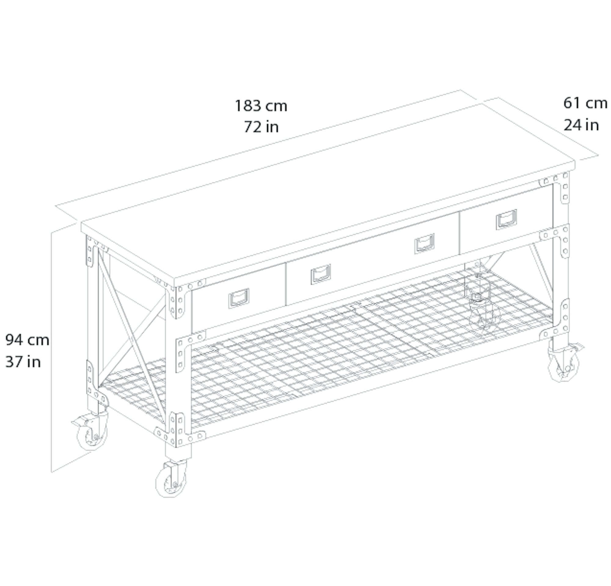 Duramax 72 x 24 in 3-Drawer Rolling Industrial Workbench 68001