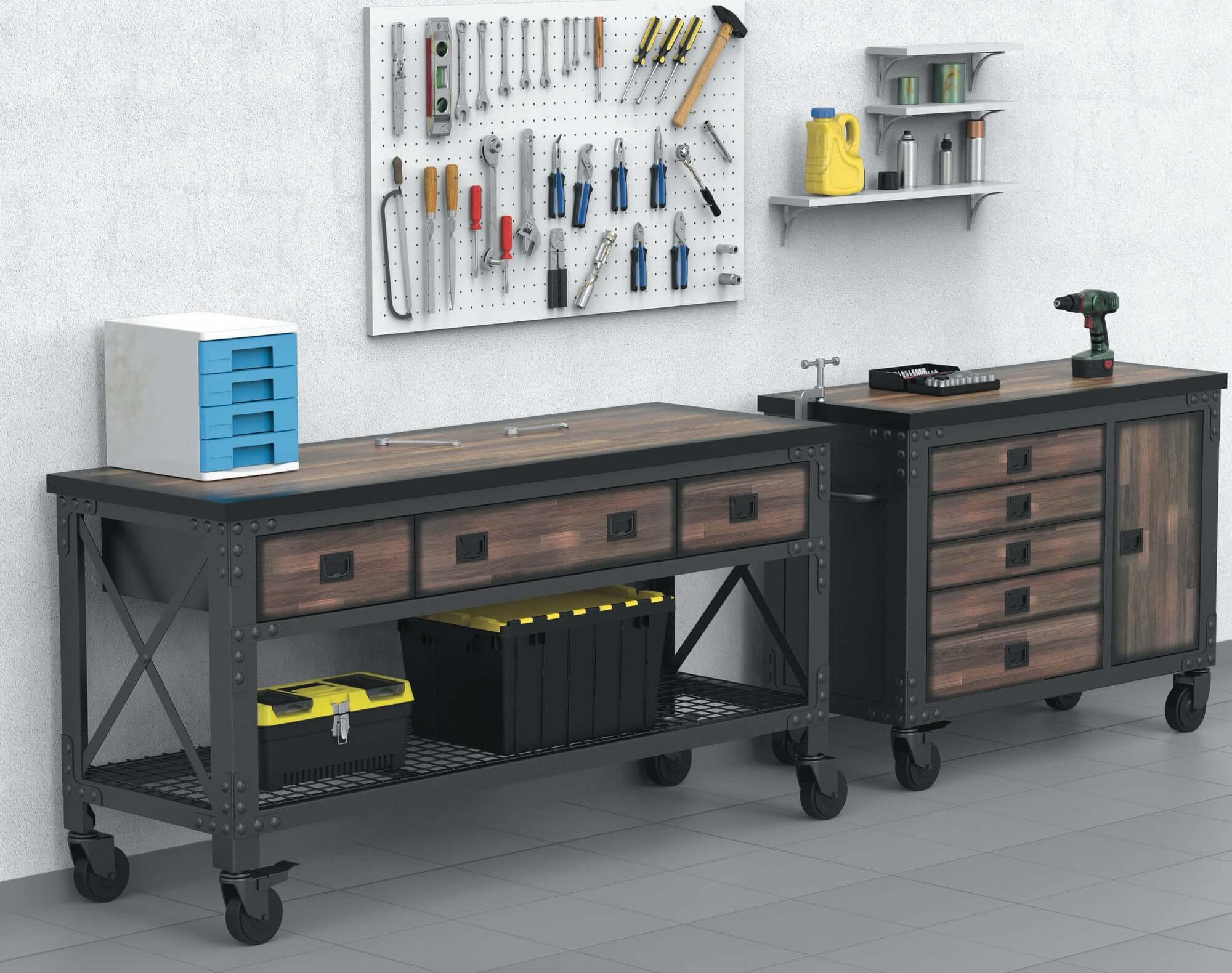 Duramax 72 x 24 in 3-Drawer Rolling Industrial Workbench 68001