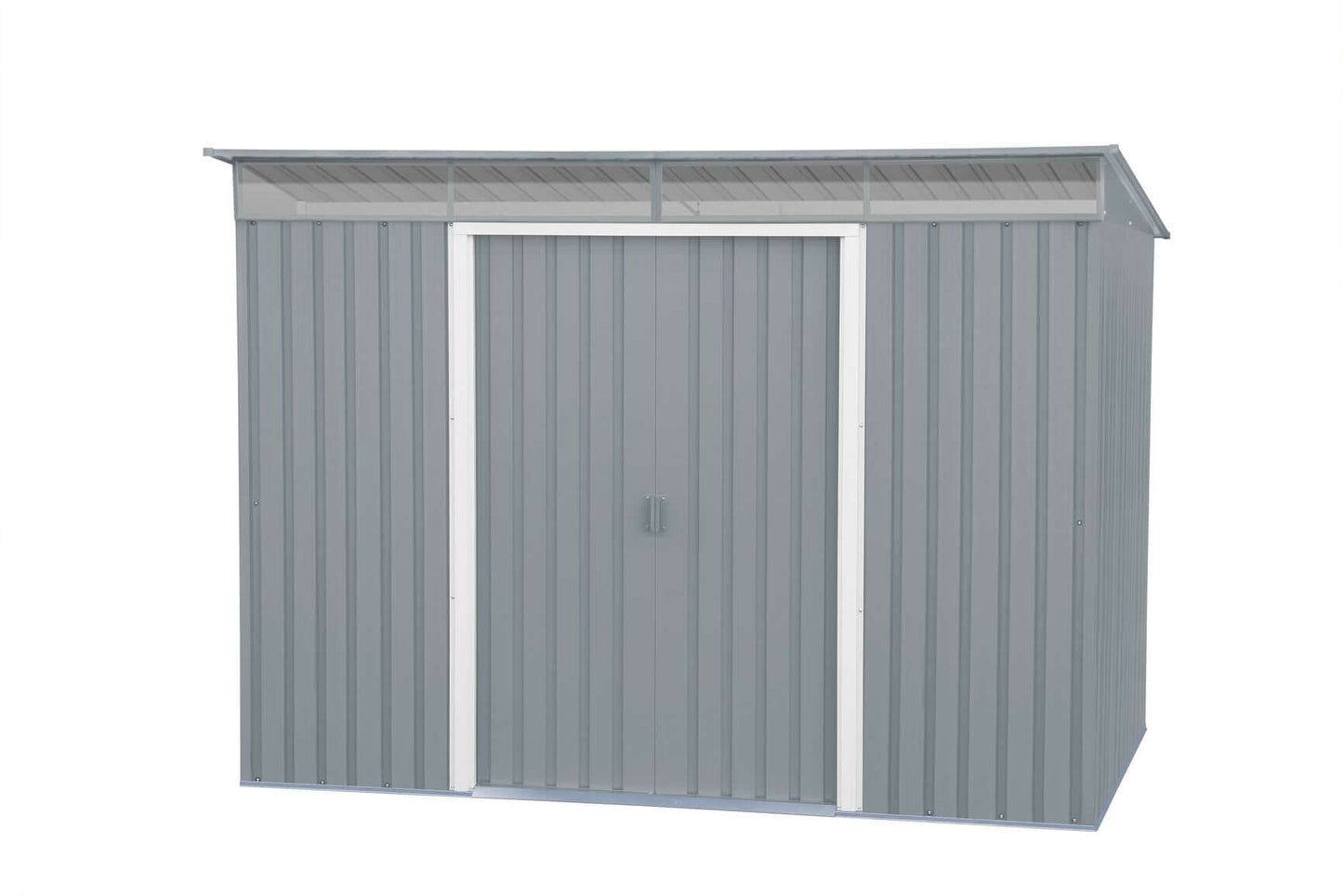 Duramax 8x6 Metal Shed with Skylight, Pent Roof Design for Effective Rain Runoff, Ideal for Garden Storage - Duramax Sheds