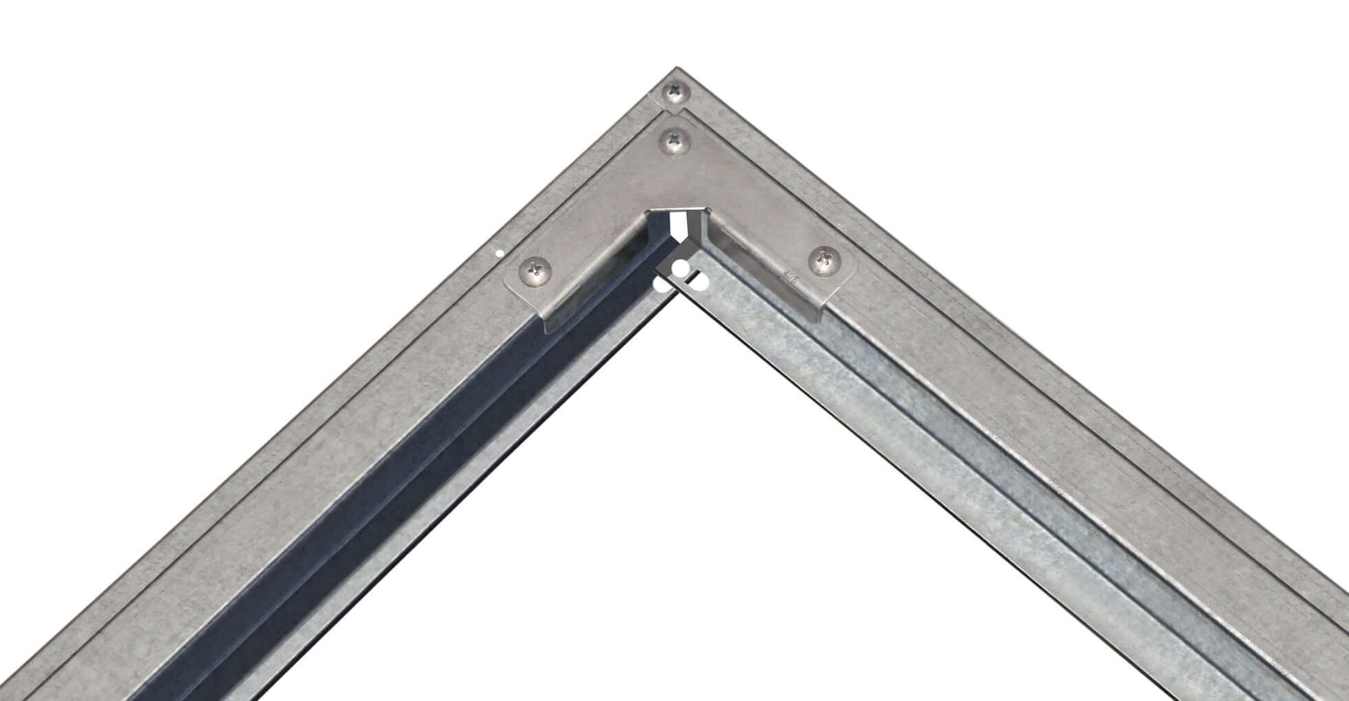 Corner joint detail of Duramax metal shed roof frame, showcasing construction quality for durability.