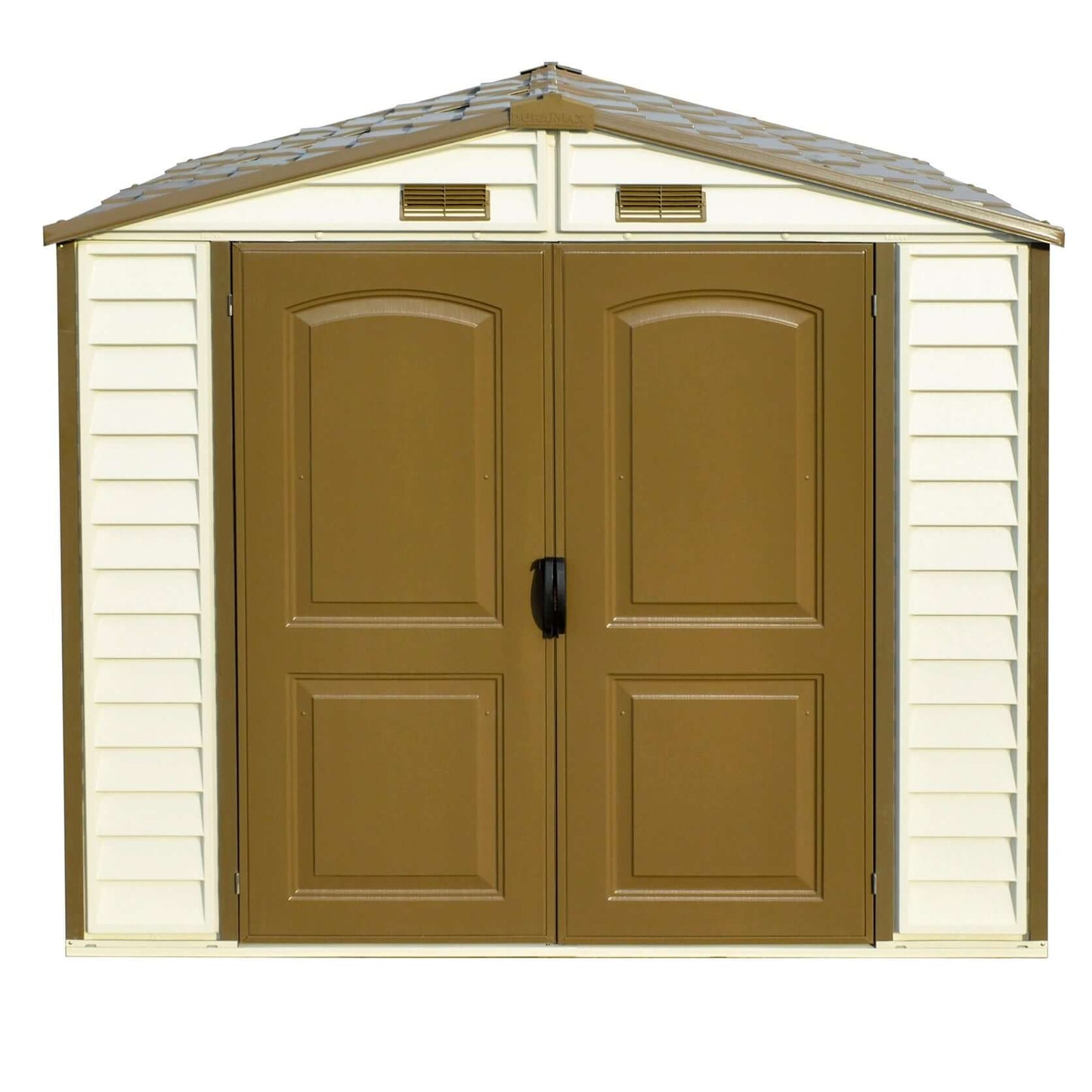Duramax 8x6 StoreAll Vinyl Shed with Foundation, ideal outdoor storage solution, sturdy and stylish, Duramax Sheds.
