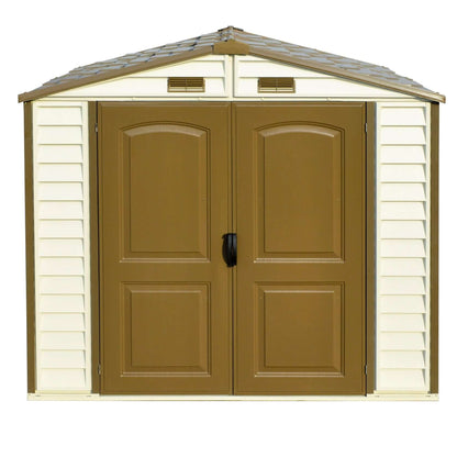 Duramax 8x6 StoreAll Vinyl Shed with Foundation, ideal outdoor storage solution, sturdy and stylish, Duramax Sheds.