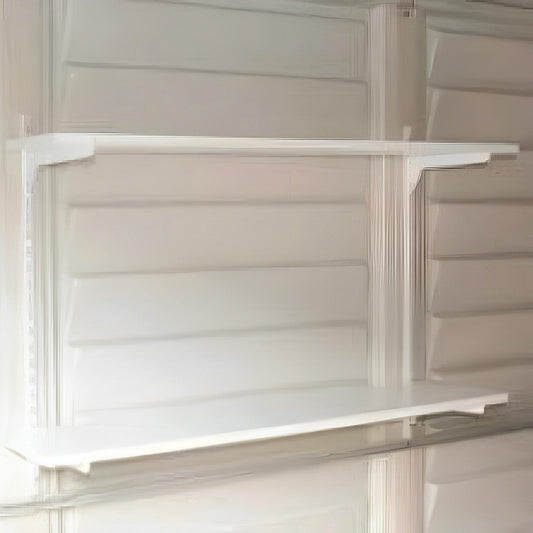 Duramax Shed Shelf Kit 12" x 50" double shelf with vertical supports and brackets for shed storage by Duramax Building Products