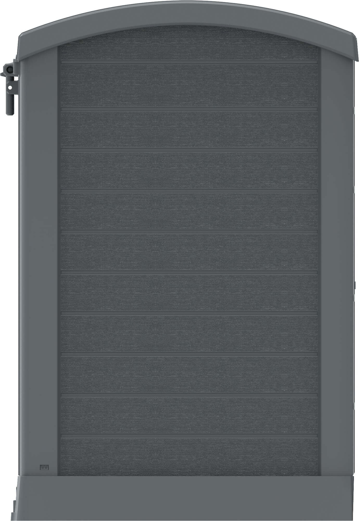 Duramax StoreAway Arc Lid 1200L gray shed for outdoor storage of tools, bikes, and accessories, weatherproof and UV-protected design.