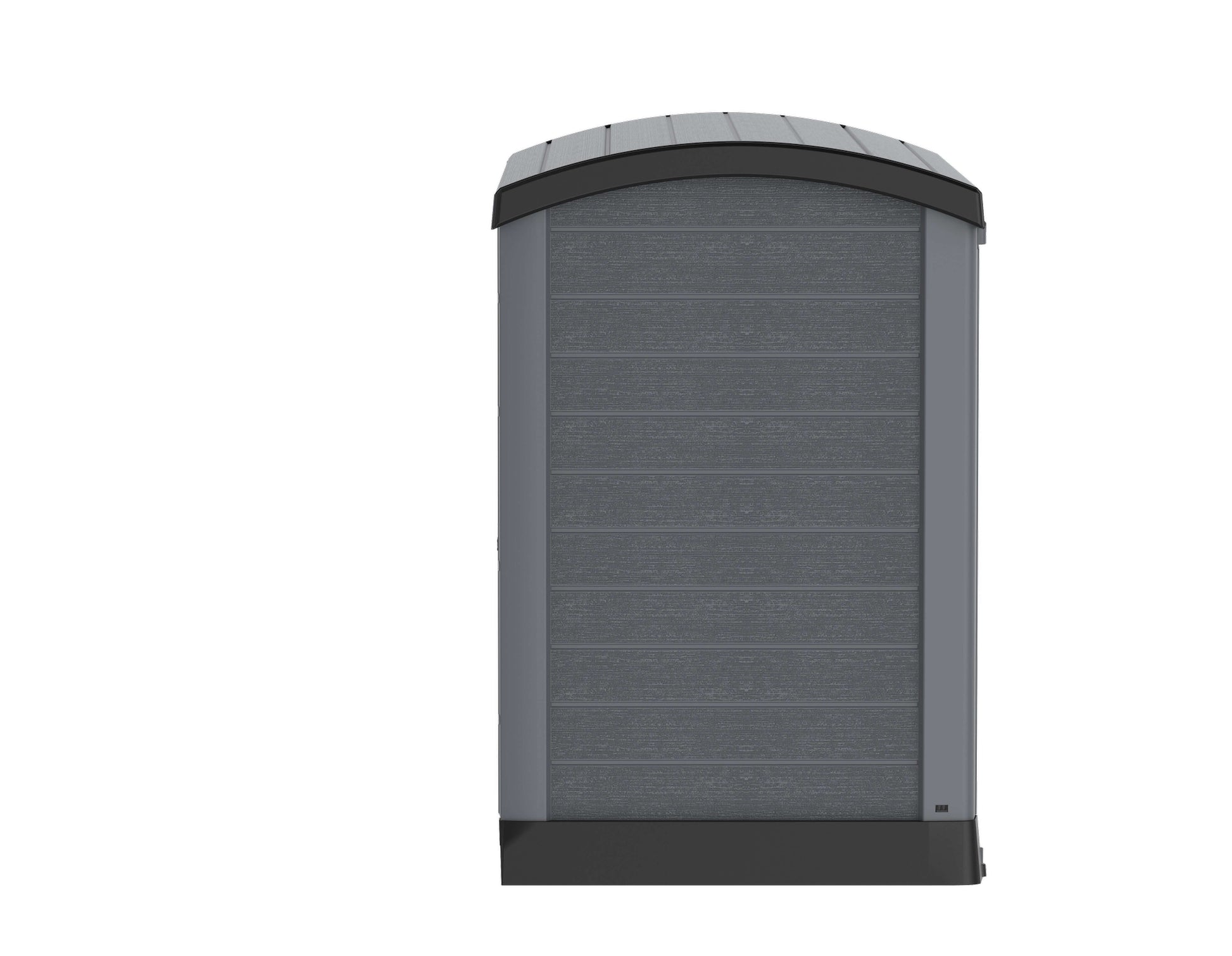 Duramax Storeaway Arc Lid 1200L Garden Shed in gray, perfect for storing outdoor gear with a weatherproof and UV-protected design.