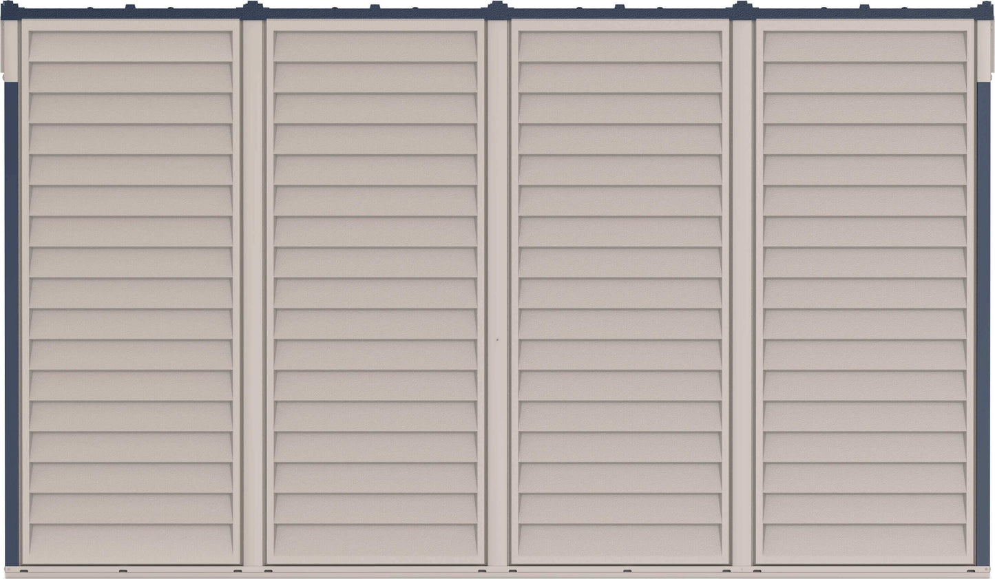 Duramax Vinyl Shed 10x4 SideMate Plus ProStorage panels by Duramax Building Products, available at Duramax Sheds Online.