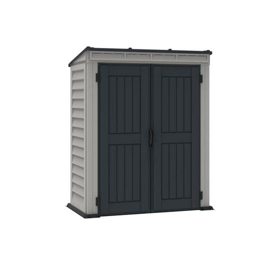 Duramax Vinyl Shed 5x3 YardMate Pent Roof with Floor, available at Duramax Sheds Online. Ideal for outdoor storage solutions. 