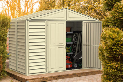 Duramax Vinyl Shed 10x5 WoodBridge w/ Foundation Kit 00283