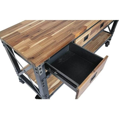 Duramax 72 In Darby Industrial Metal & Wood kitchen island desk w/ drawers 68051