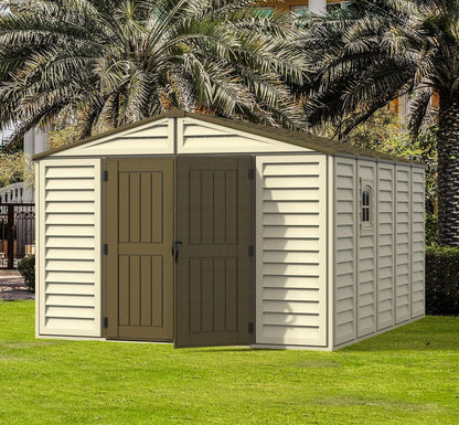 Duramax Vinyl Shed 10.5x13 Woodbridge Plus w/ Foundation Kit 40234