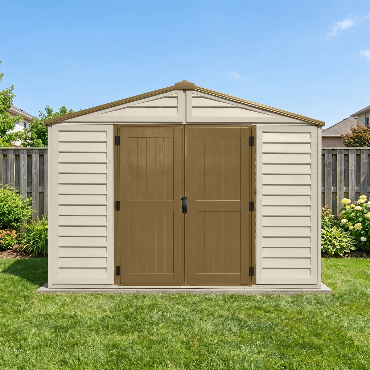 Duramax 10.5x10.5 Woodbridge PLUS Vinyl Shed w/ Foundation 40224