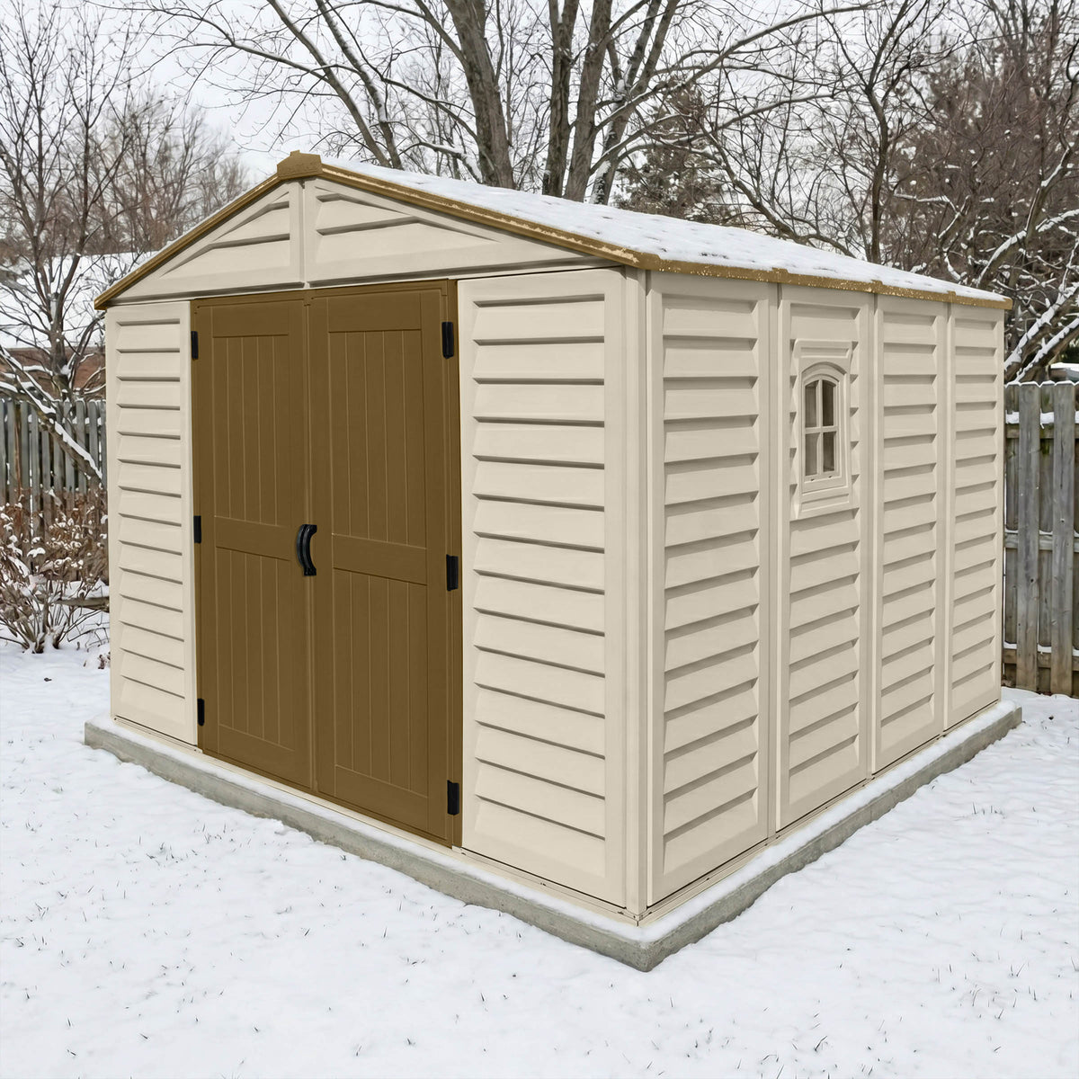 Duramax 10.5x10.5 Woodbridge PLUS Vinyl Shed w/ Foundation 40224