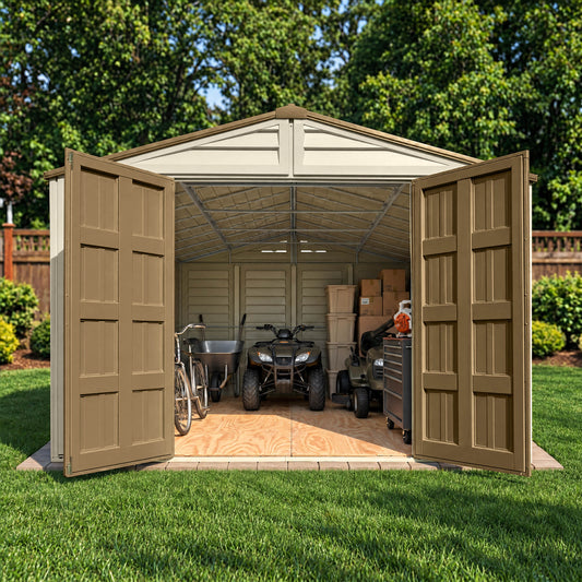 Duramax 10.5x13 Woodbridge PLUS Vinyl Shed w/ Foundation 40234