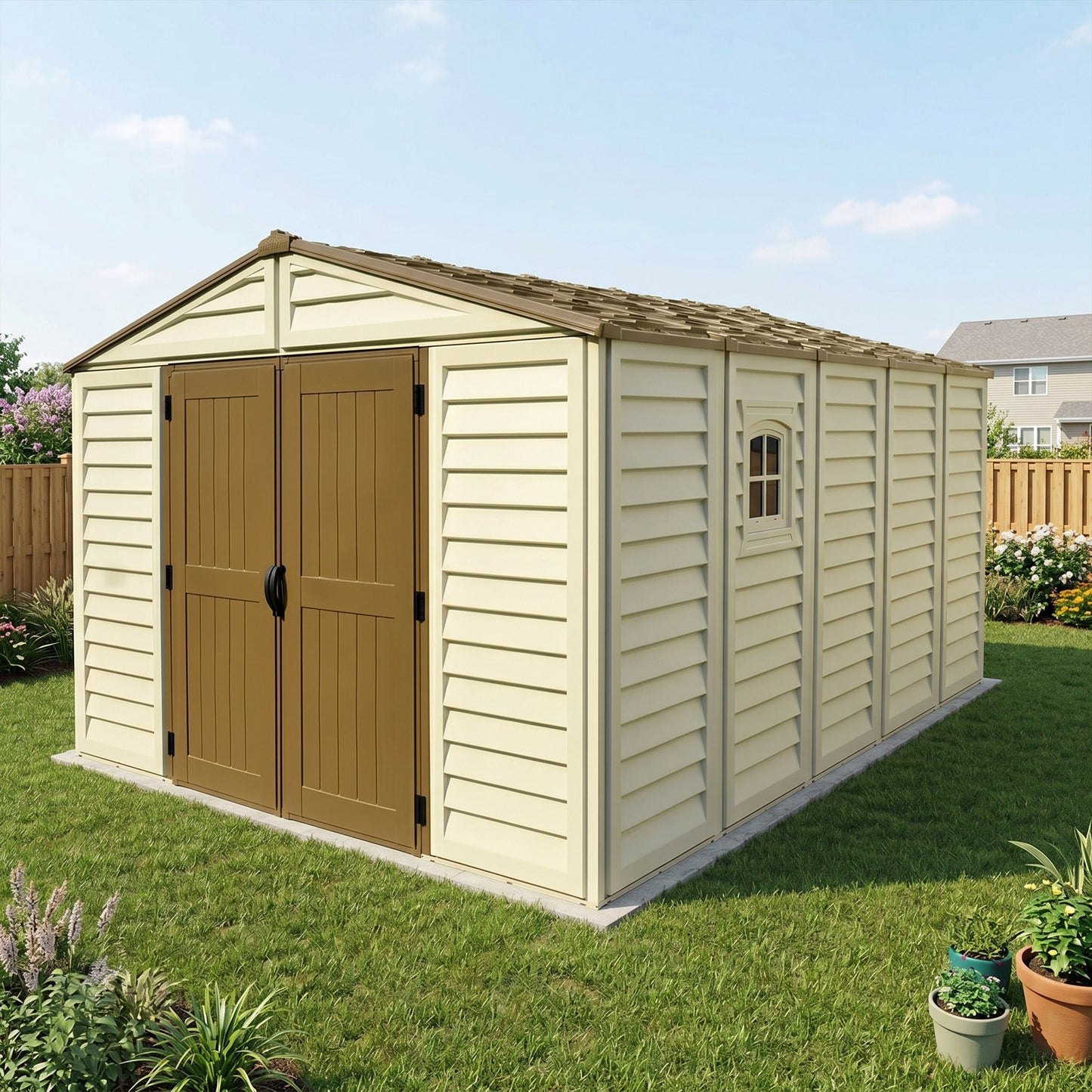 Duramax 10.5x13 Woodbridge PLUS Vinyl Shed w/ Foundation 40234