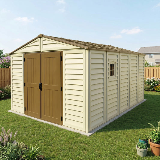 Duramax 10.5x13 Woodbridge PLUS Vinyl Shed w/ Foundation 40234 