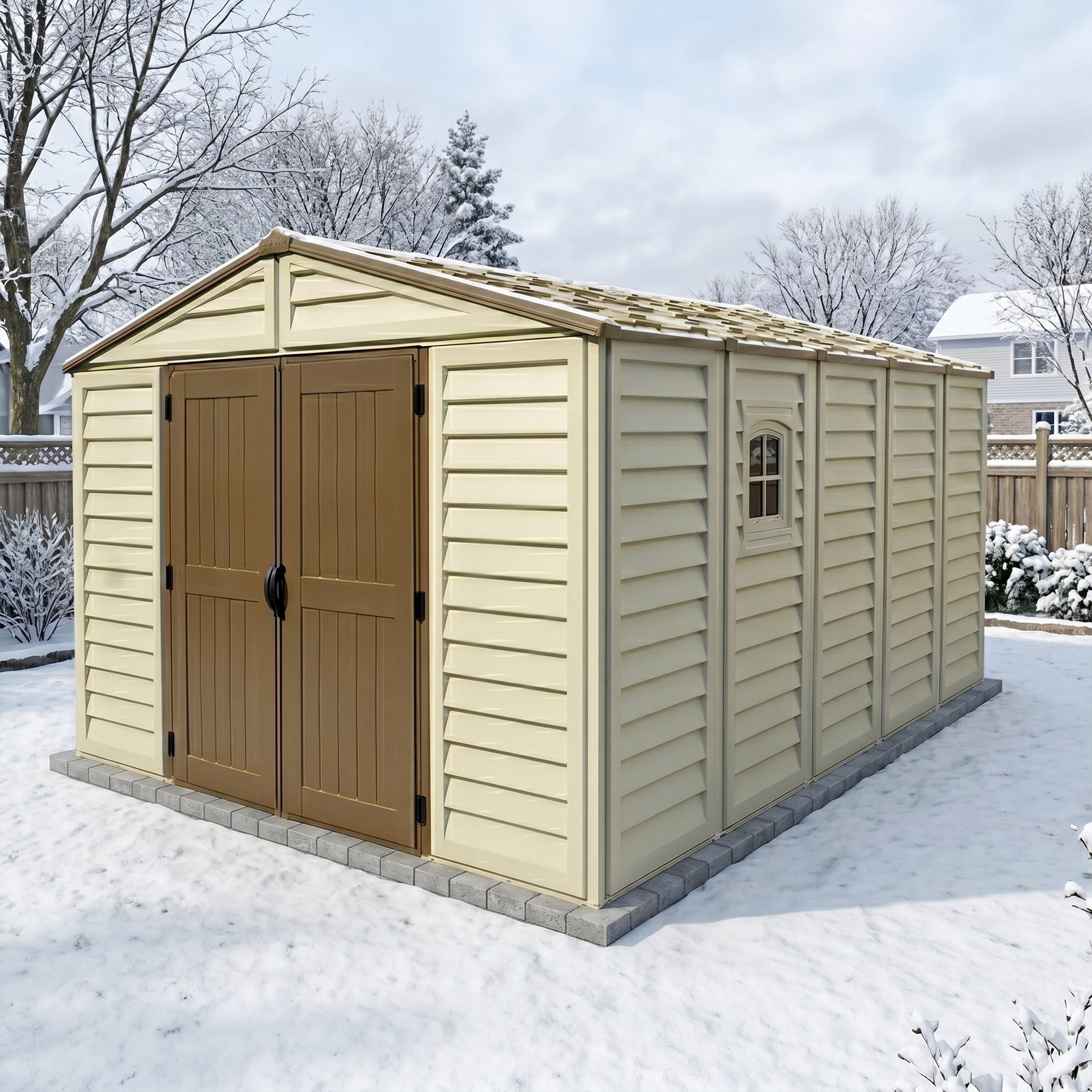 Duramax 10.5x13 Woodbridge PLUS Vinyl Shed w/ Foundation 40234