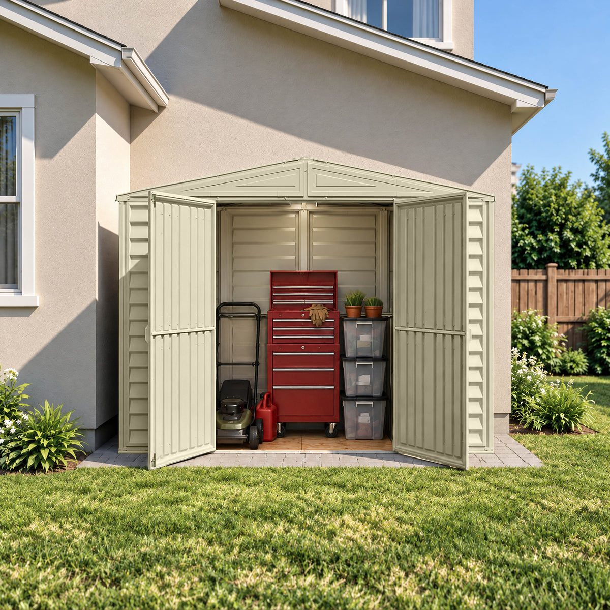 Duramax 10.5x3 SidePro Vinyl Shed w/ Foundation 98001