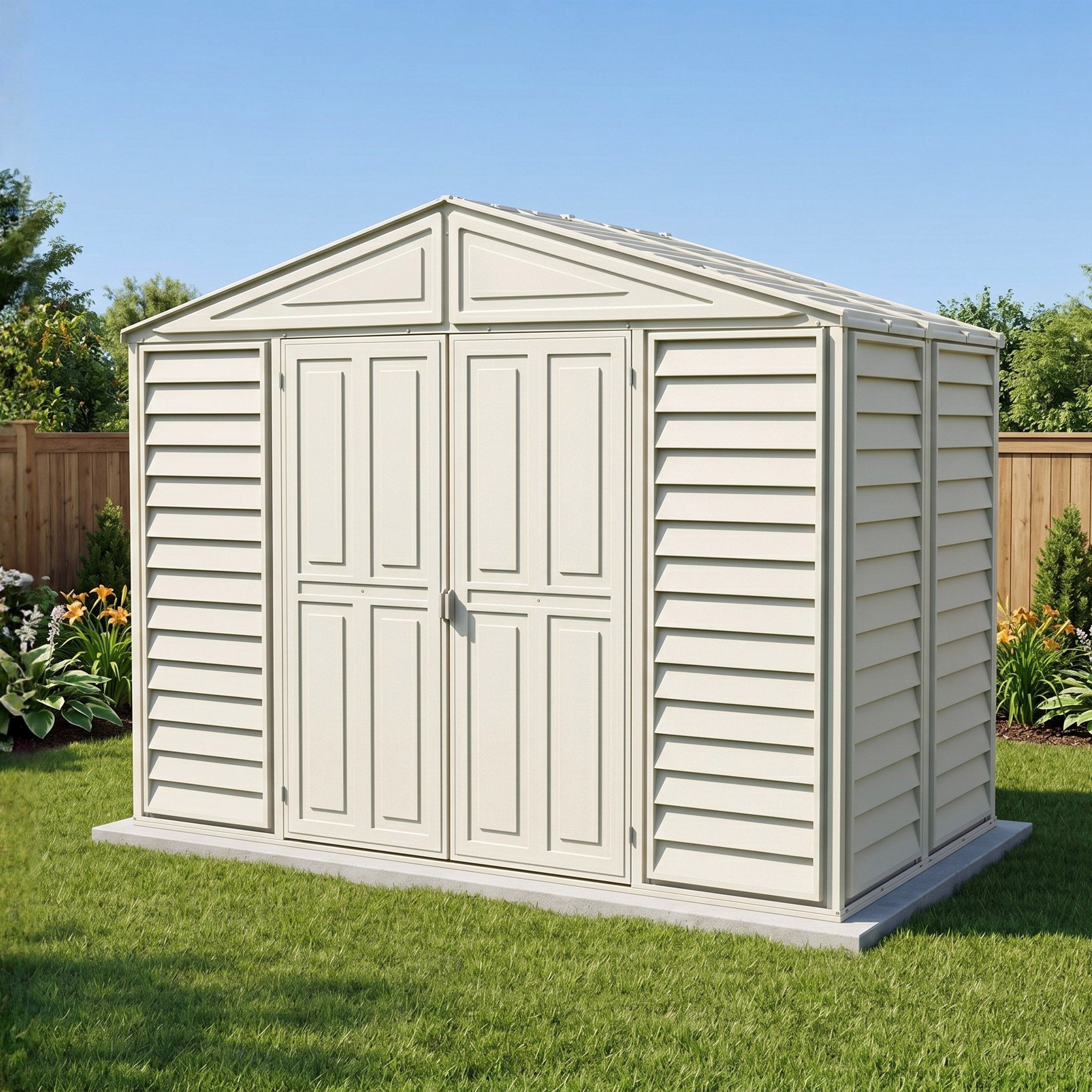 Duramax 10.5x5 WoodBridge Vinyl Shed w/ Foundation 00283