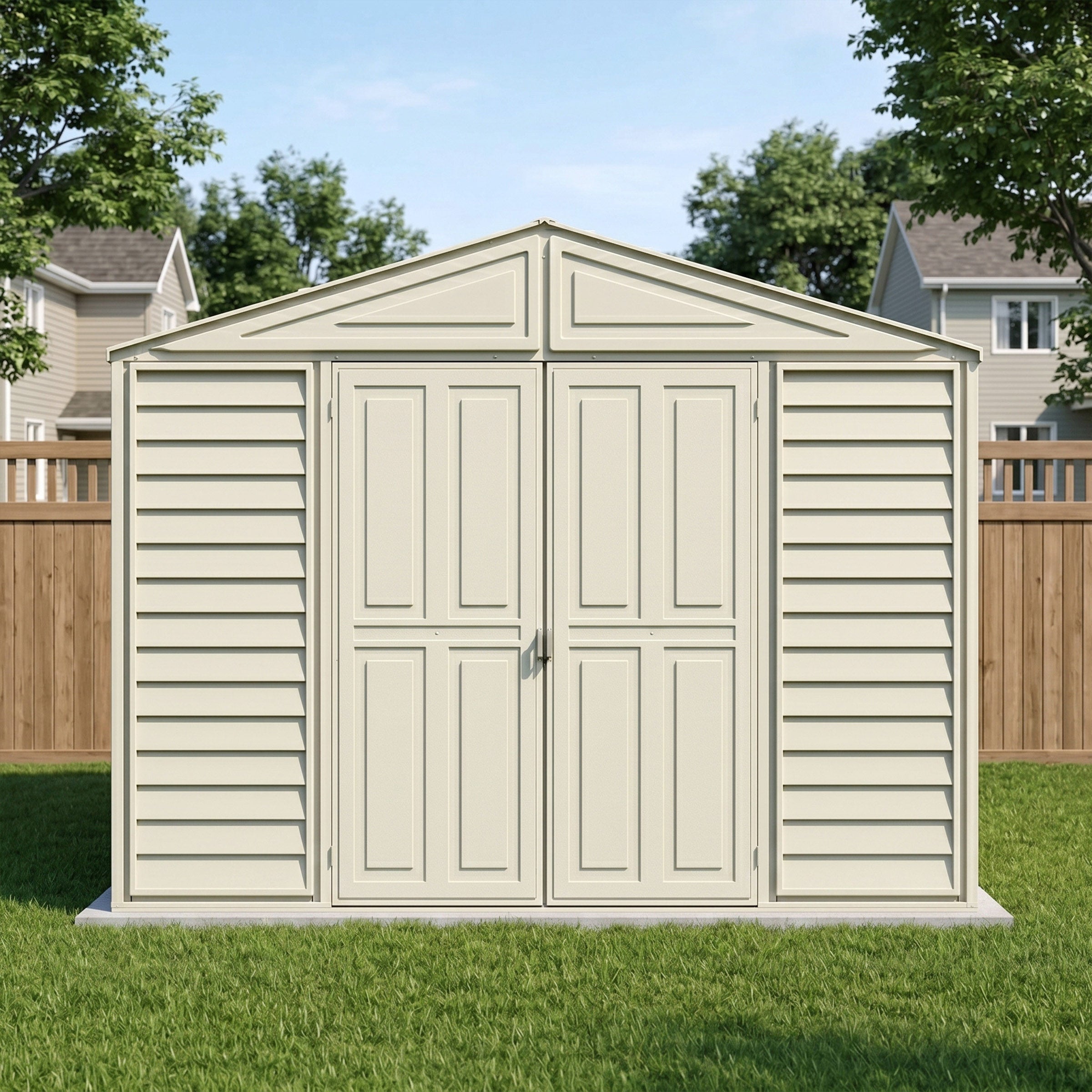 Duramax 10.5x5 WoodBridge Vinyl Shed w/ Foundation 00283