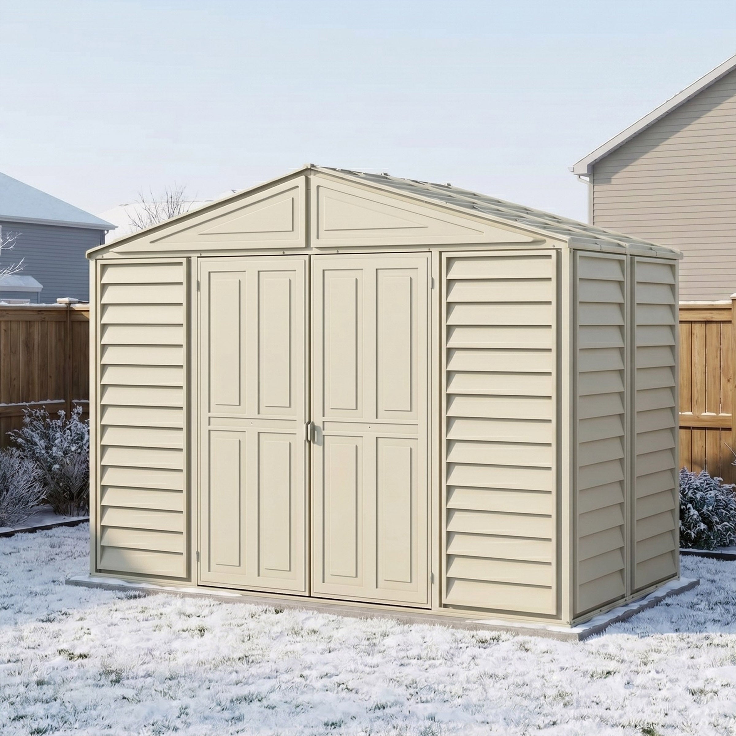 Duramax 10.5x5 WoodBridge Vinyl Shed w/ Foundation 00283