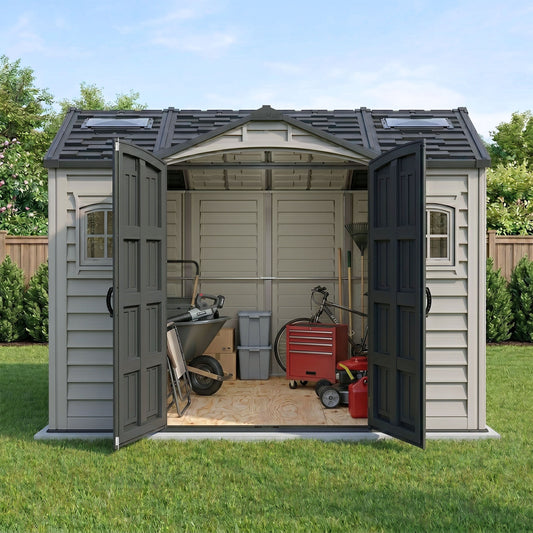 Duramax 10.5x8 Apex Pro Vinyl Shed w/ Foundation 40116