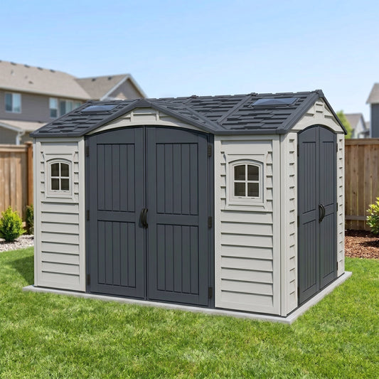 Duramax 10.5x8 Apex Pro Vinyl Shed w/ Foundation 40116 
