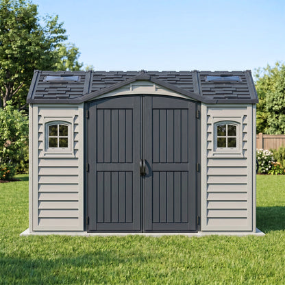 Duramax 10.5x8 Apex Pro Vinyl Shed w/ Foundation 40116