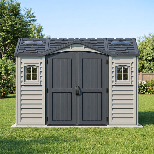 Duramax 10.5x8 Apex Pro Vinyl Shed w/ Foundation 40116 