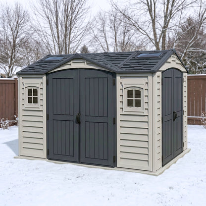 Duramax 10.5x8 Apex Pro Vinyl Shed w/ Foundation 40116