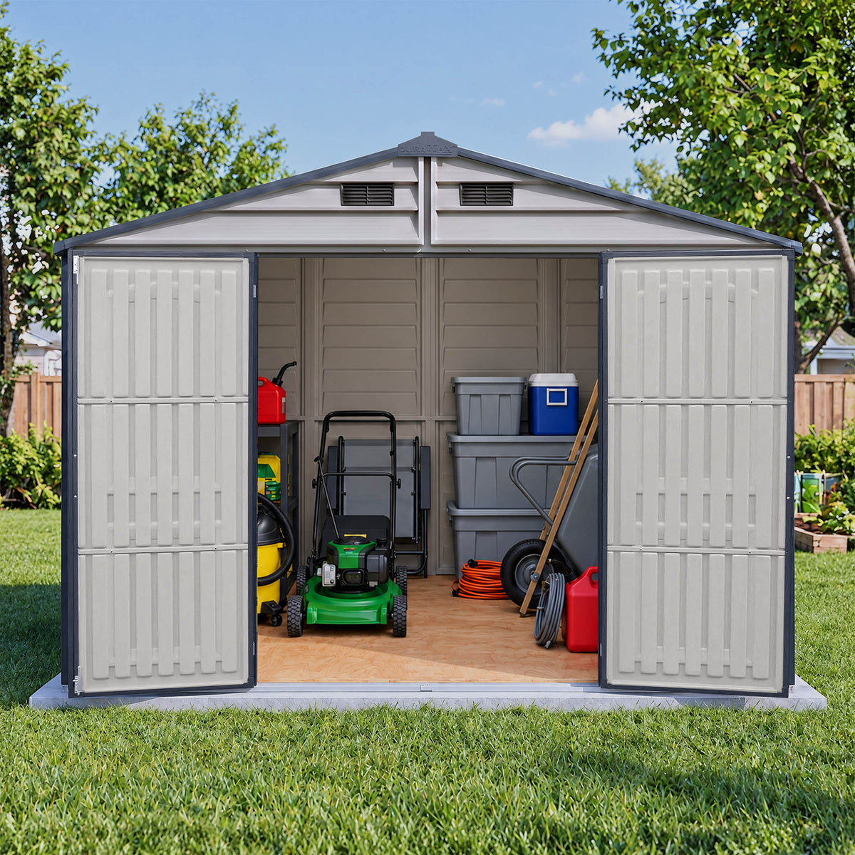 Duramax 10.5x8 Woodside PLUS Vinyl Shed w/ Foundation 30227