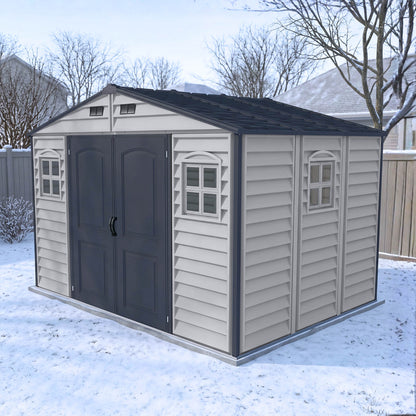 Duramax 10.5x8 Woodside PLUS Vinyl Shed w/ Foundation 30227