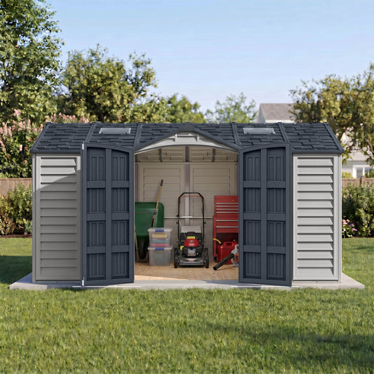 Duramax 15x8 Apex Pro Vinyl Shed w/ Foundation 40216