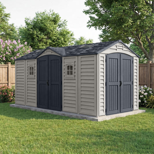 Duramax 15x8 Apex Pro Vinyl Shed w/ Foundation 40216 