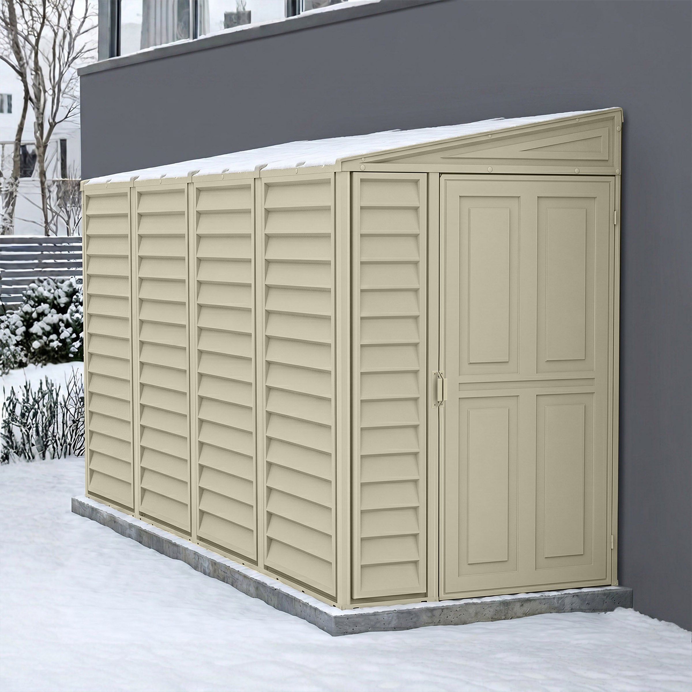 Duramax 4x10 SideMate Vinyl Shed with Foundation Kit
