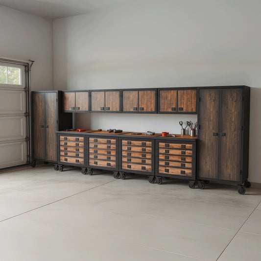 Duramax 10-Piece Garage Storage Combo Set w/ Tool Chests, Wall Cabinets and Free Standing Cabinets 10P4TC4WC2FC 