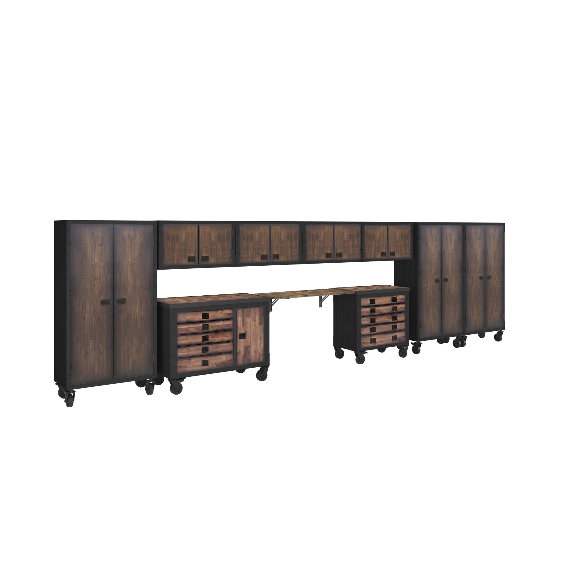 Duramax 10 Piece-Garage Storage Combo Set w/ Tool Chests, Wall Cabinets, Free Standing Cabinets and Folding Table 10P148TC136TC4WC3FC